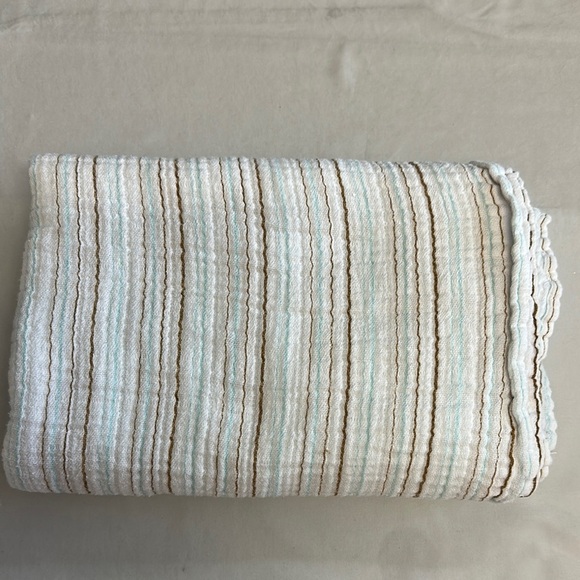 Aden + Anais Cream and Tan Striped swaddle Blanket - Picture 1 of 2